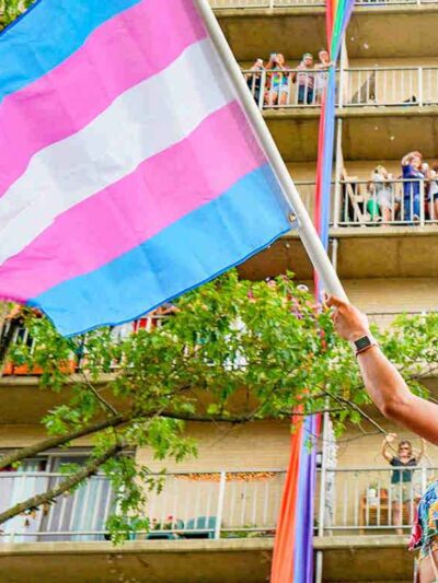 trans flag march