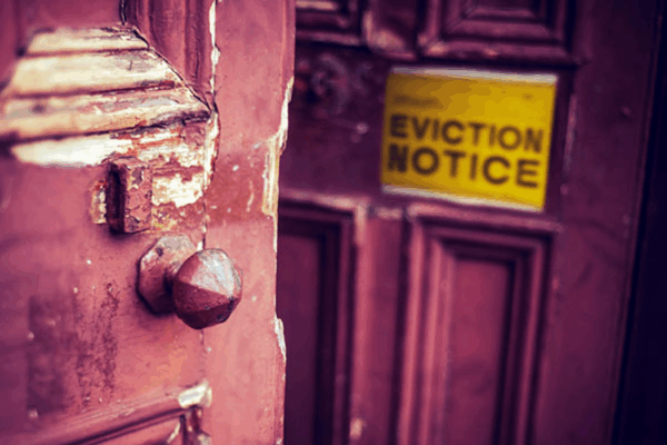officer and eviction notice