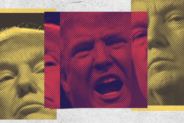 Web page banner depicting three photos of Donald Trump