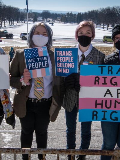 trans people belong in nd protest