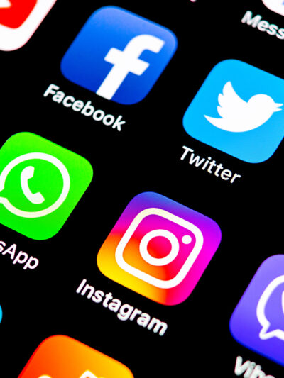 Social media apps on a smart phone.