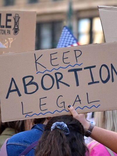 Protest sign that reads, "Keep abortion legal"