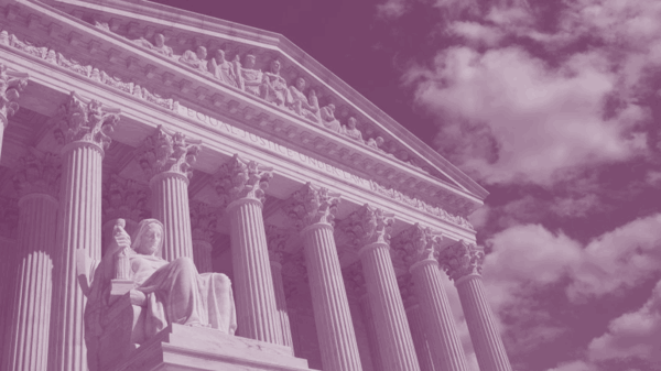 Image of the Supreme Court with a purple filter overlay