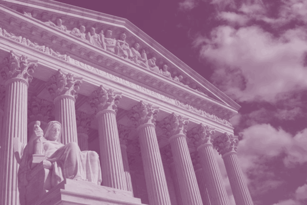 Image of the Supreme Court with a purple filter overlay