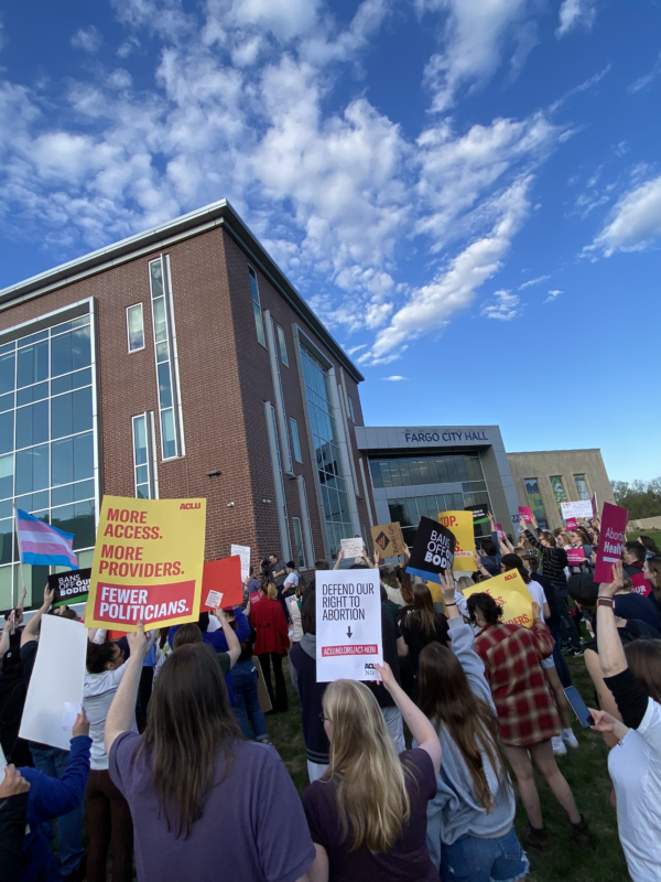 Image of a protest in Fargo