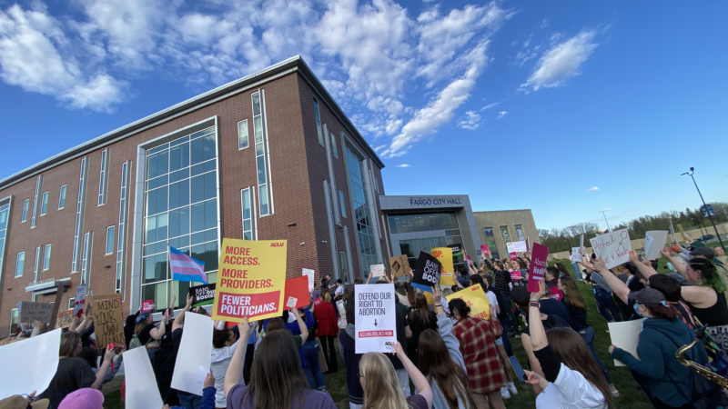 Image of a protest in Fargo