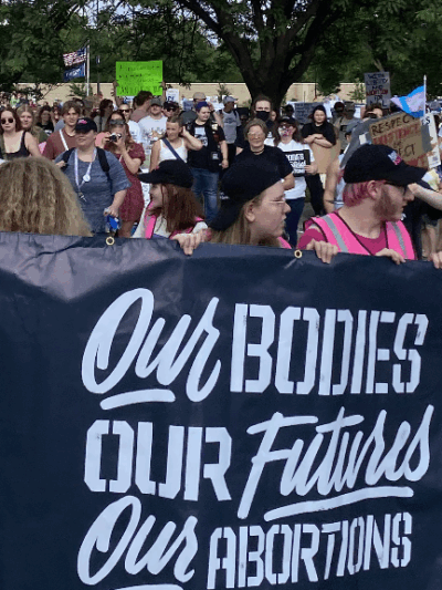 image of people protesting in fargo, nd