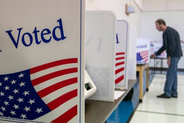 Person voting on election day