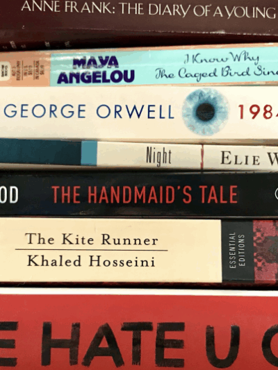 Stack of banned books