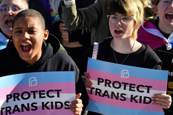 Kids protesting for trans rights
