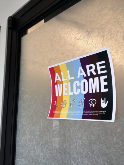 Horizontal ACLU ND All Are Welcome Sign