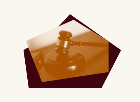 Photo collage with a gavel