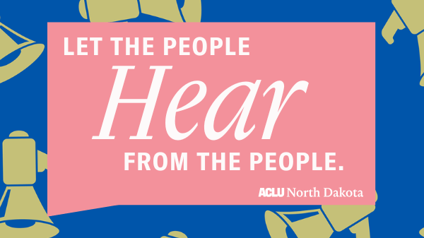 Graphic with megaphone and chat box that says "Let the people hear from the people"