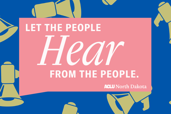 Graphic with megaphone and chat box that says "Let the people hear from the people"