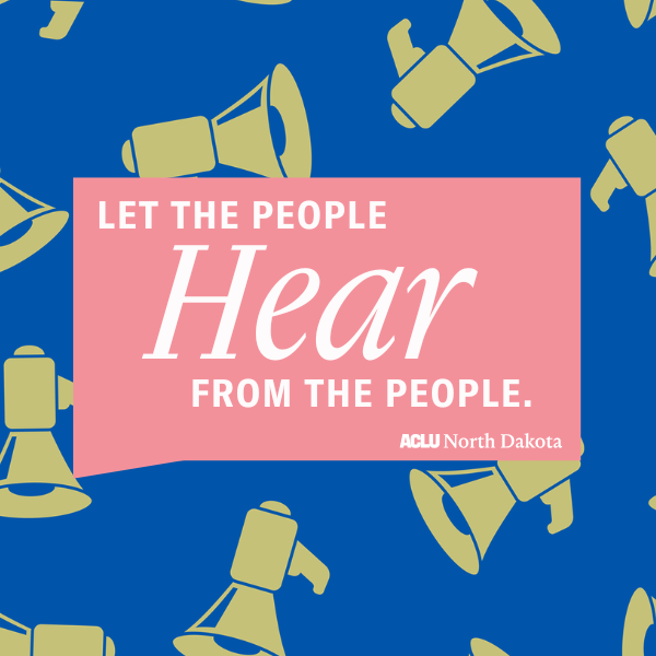 Graphic with megaphone and chat box that says "Let the people hear from the people"