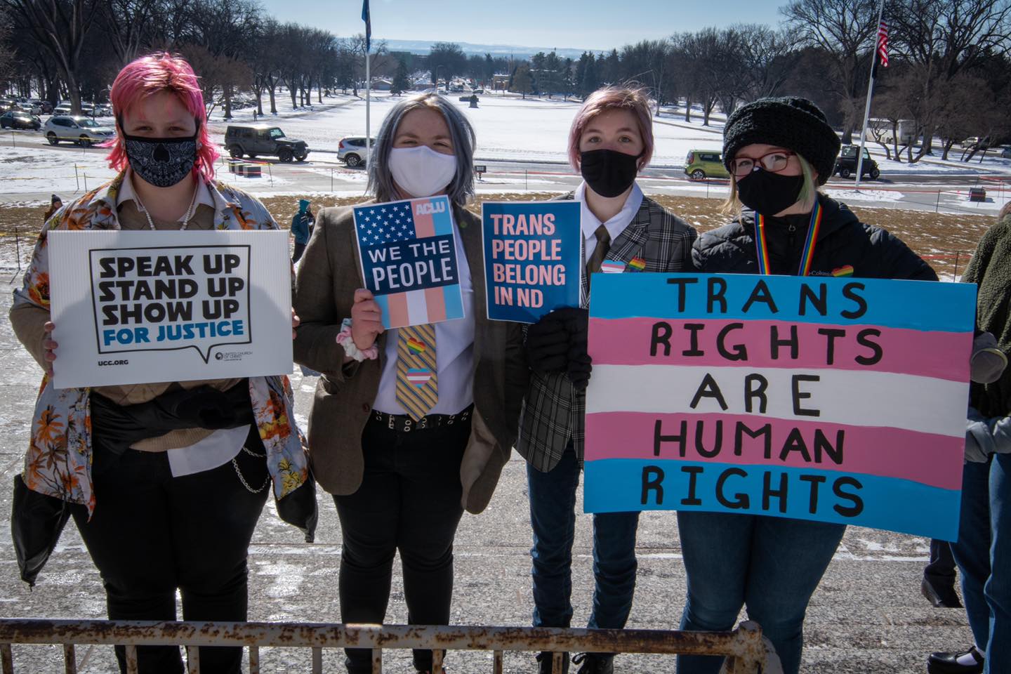 trans people belong in nd protest 