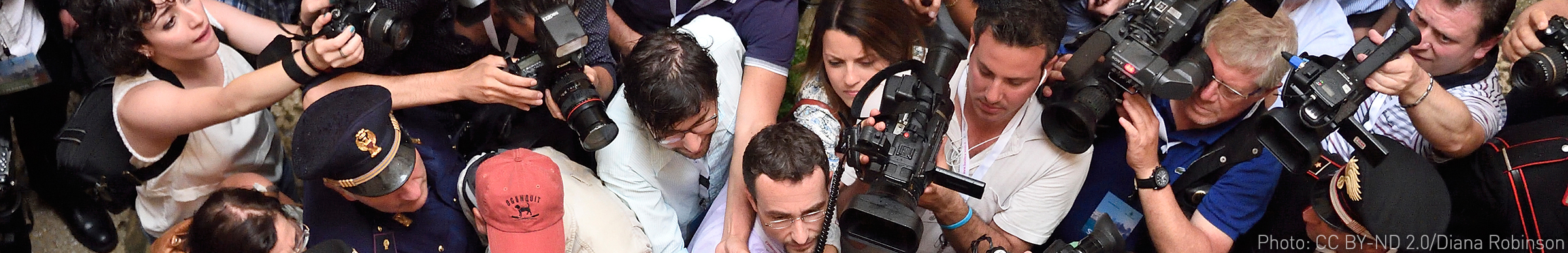 members of the press arial view