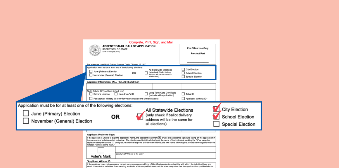 Screen shot of an ND Absentee Ballot Screen shot of an ND Absentee Ballot