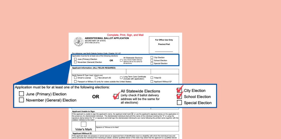 Screen shot of an ND Absentee Ballot 