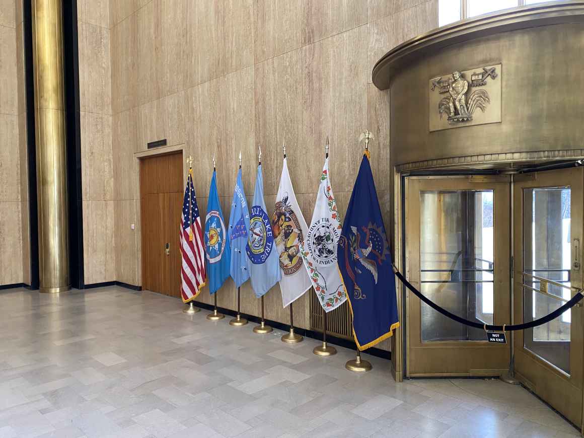 Gov Burgum's office flags Gov Burgum's office flags