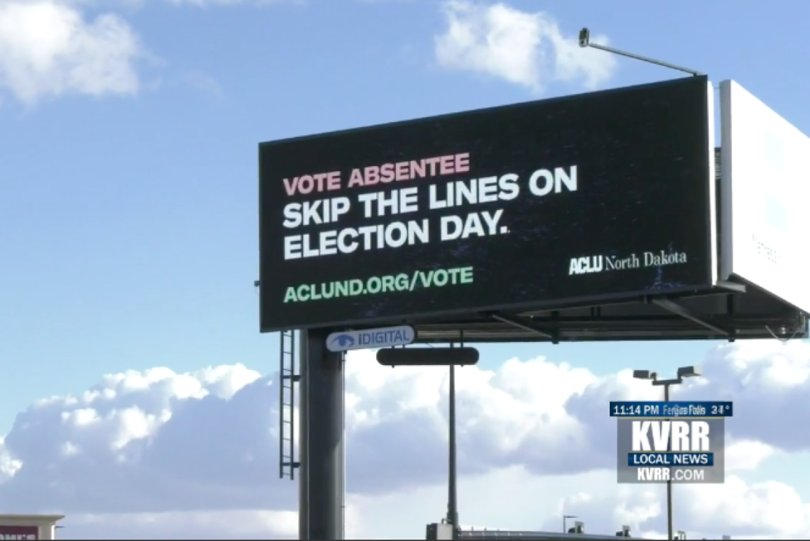 Image of an ACLU of North Dakota Billboard