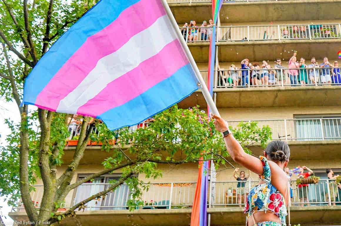 trans flag march