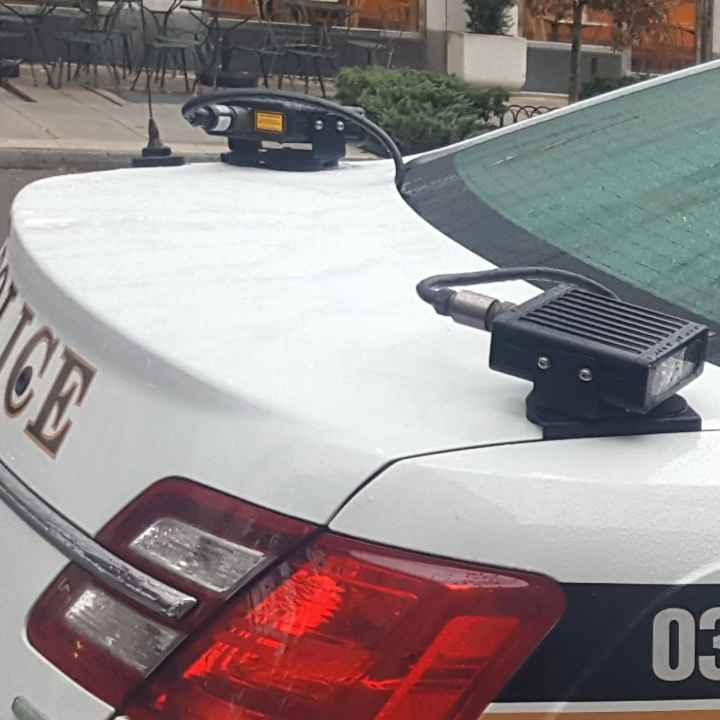 License plate readers on back of police car